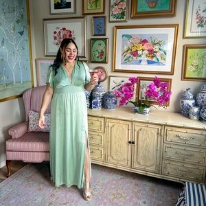 Sage Green Maxi Dress With Slit